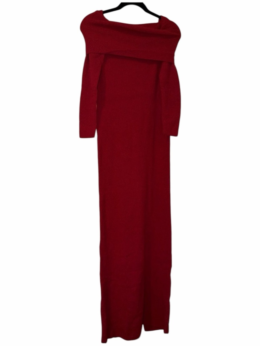 Lumiere Off-Shoulder Long Red Knit Dress